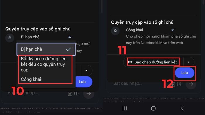 Bước 5 trong hướng dẫn chia sẻ NotebookLM trên điện thoại