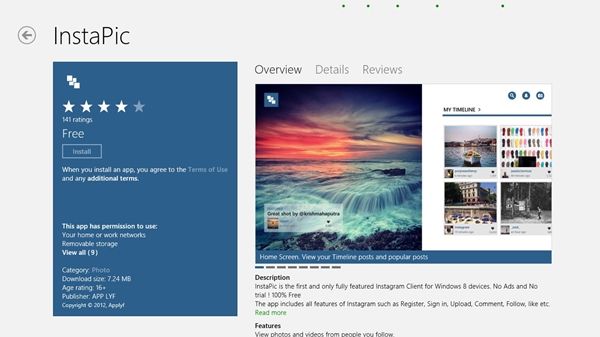 InstaPic - Giải pháp tuyệt vời thay thế Instagram trên Windows 8/RT