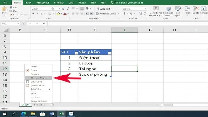 cách sao chép sheet trong Excel giữ nguyên định dạng 1