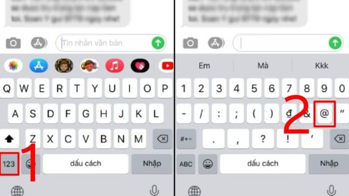 Hướng dẫn nhập a còng @ trên iOS.