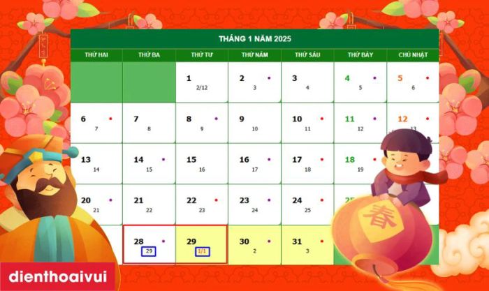 30 Tết năm 2025 rơi vào thứ mấy?