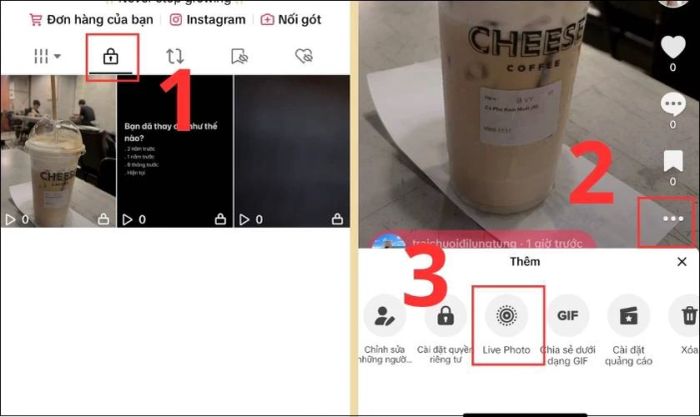 Nhấn vào biểu tượng Ba chấm và chọn Live Photo để tải về