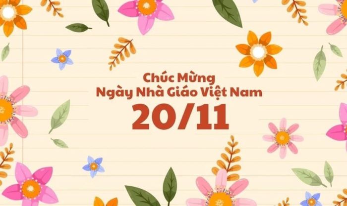 Ảnh bìa 20/11 đẹp với nền hoa tươi thắm, chúc mừng Ngày Nhà giáo đầy ý nghĩa.