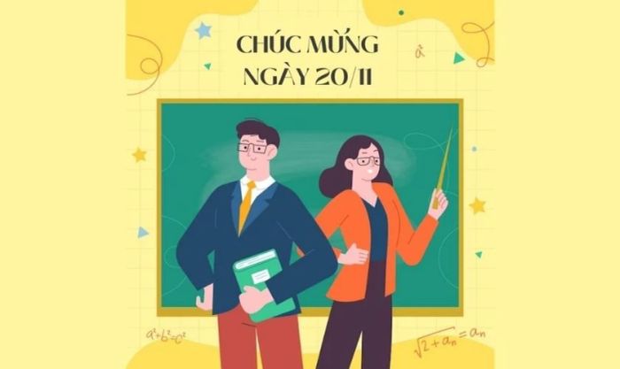Ảnh bìa đẹp chúc mừng Ngày 20/11 với tông màu vàng rực rỡ, mang lại cảm giác ấm áp và tươi mới.