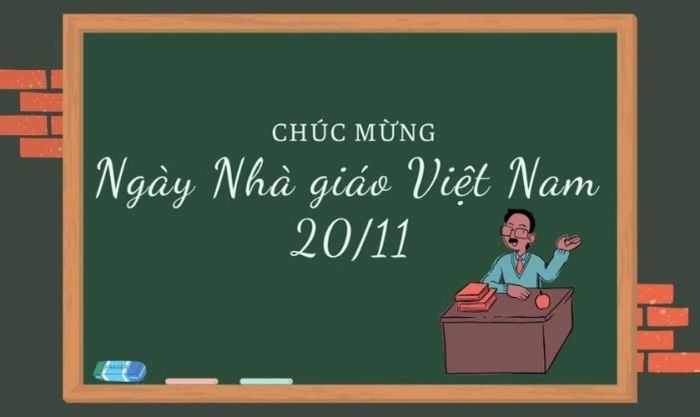 Ảnh bìa đẹp chúc mừng Ngày 20/11 với nền bảng xanh tươi mát, tạo nên không khí học đường đặc trưng.