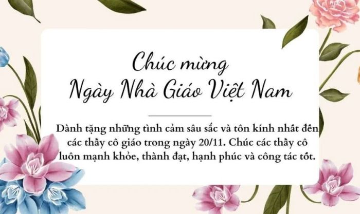 Danh sách ảnh bìa 20/11 kèm những lời chúc ý nghĩa, giúp bạn bày tỏ lòng biết ơn và kính trọng tới thầy cô.