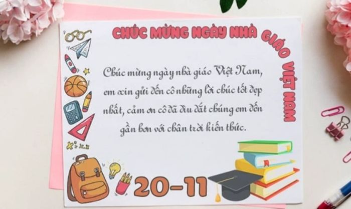 Những bức ảnh xinh xắn kèm lời chúc hay, mang đến cảm giác dễ thương và đầy tình cảm trong ngày Nhà giáo.