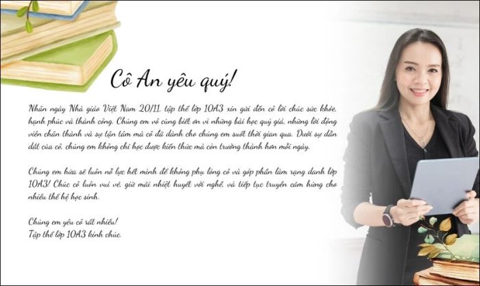 Ở phần trống còn lại, bạn có thể tự do trang trí theo sở thích của mình.