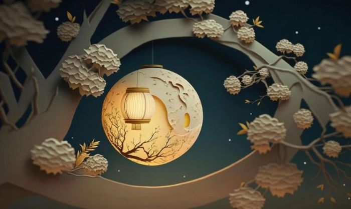 Phông nền Trung Thu thiết kế 3D hiện đại