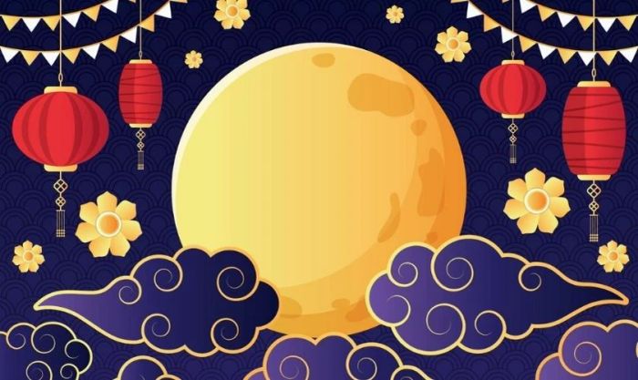 Trăng rằm và đèn lồng rực rỡ