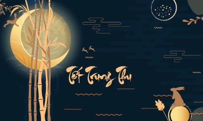 Phông nền Trung Thu kết hợp chữ nghệ thuật
