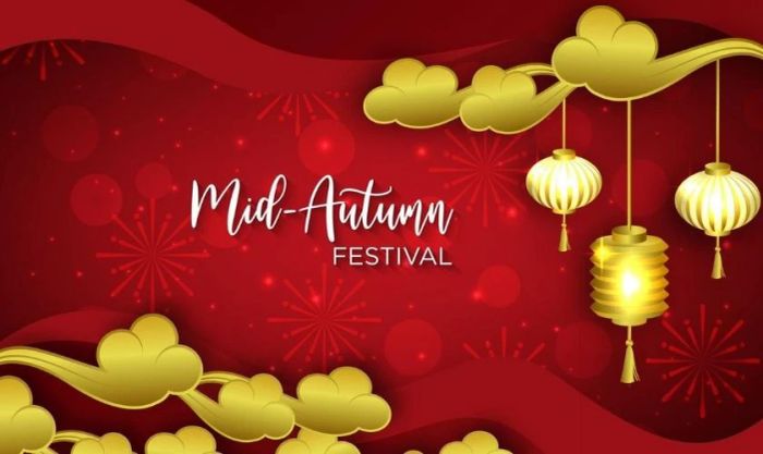 Phông nền Trung Thu tông màu đỏ rực rỡ