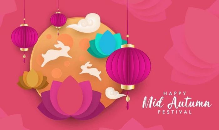 Phông nền Trung Thu tông hồng đậm nổi bật
