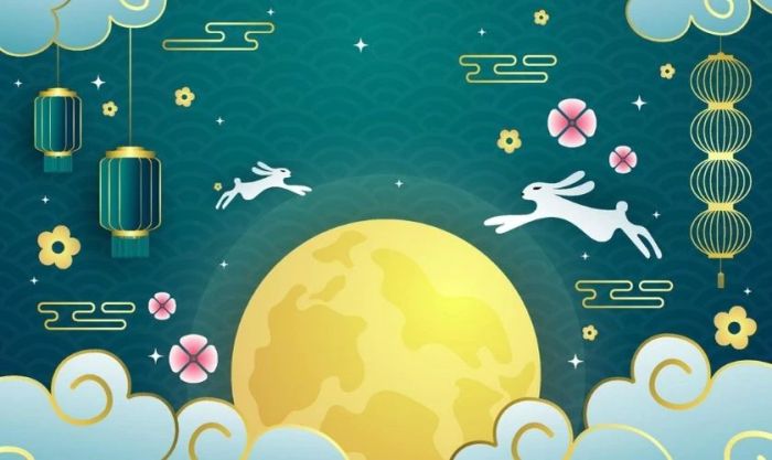 Phông nền Trung Thu tông xanh lá tươi mát