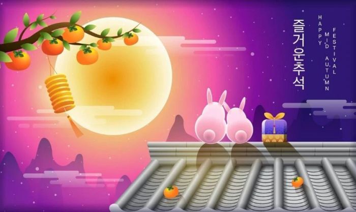 Phông nền Trung Thu thiết kế bằng tiếng Hàn