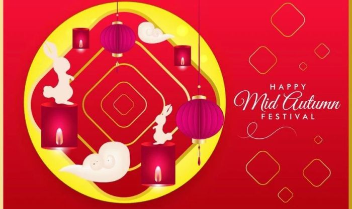 Phông nền Trung Thu tông màu đỏ rực rỡ