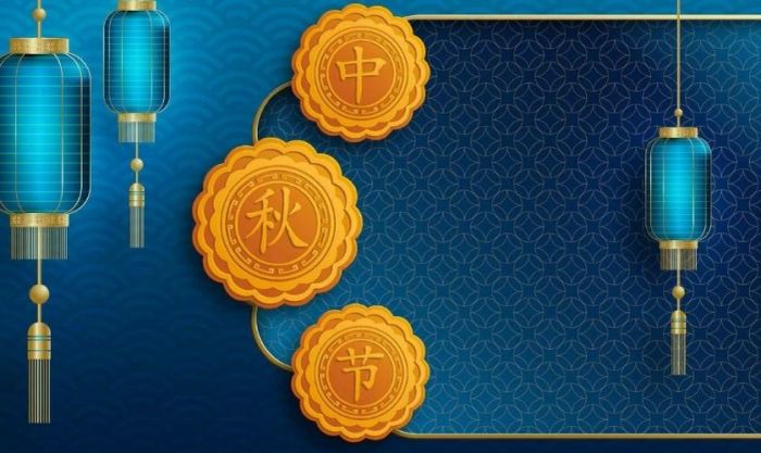 Thiết kế phông nền kết hợp hình ảnh bánh Trung Thu