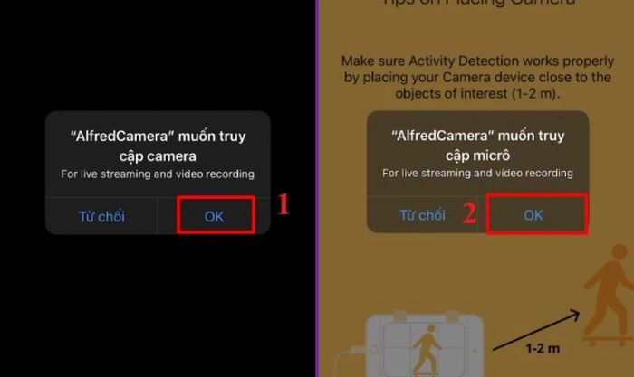 Cấp quyền truy cập camera, micro và mạng cục bộ cho ứng dụng