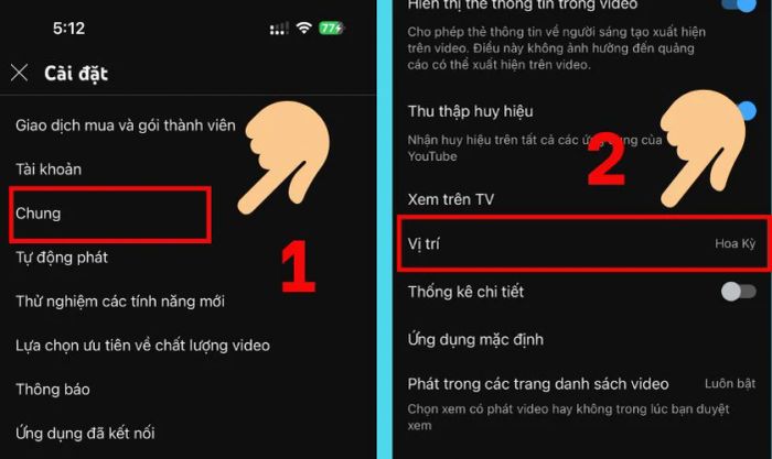 Truy cập mục Vị trí