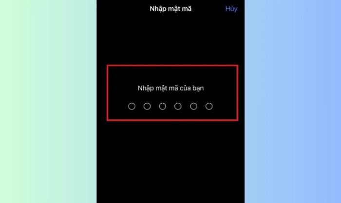 Nhập mật khẩu hiện tại để xác thực