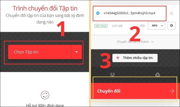 Nhấn vào mục Tải lên và chọn video