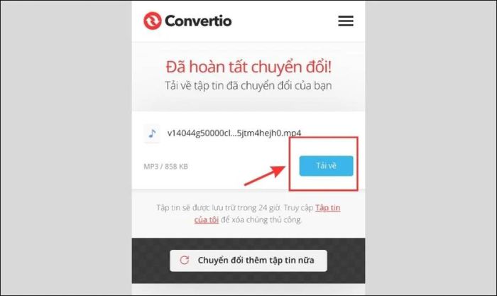 Tải xuống file mp3 về điện thoại