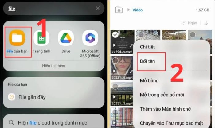 Truy cập File và nhấn giữ video vừa tải xuống