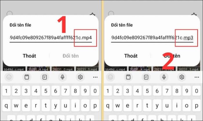 Thực hiện chuyển đổi đuôi file từ mp4 sang mp3