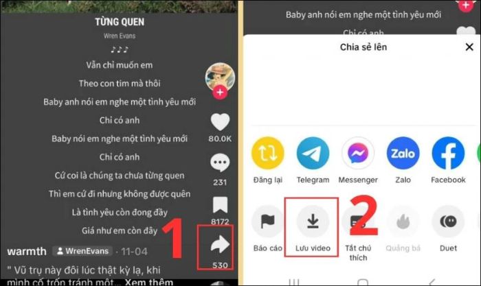 Mở TikTok và tải xuống video