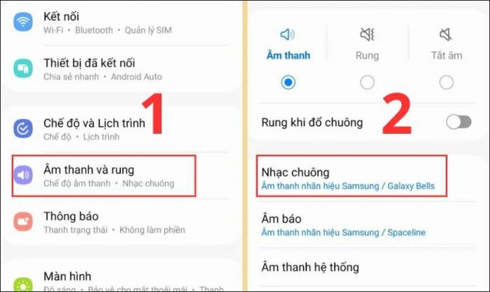 Truy cập Cài đặt và chọn Âm thanh và rung