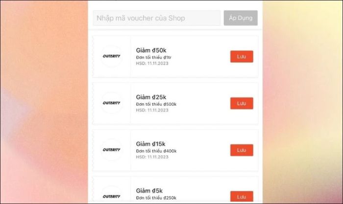 Mã giảm giá từ shop dành cho sản phẩm