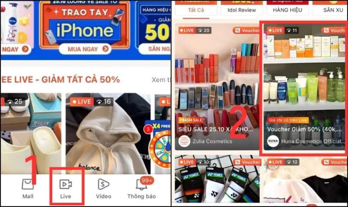 Mã giảm giá từ Shopee Feed/Live