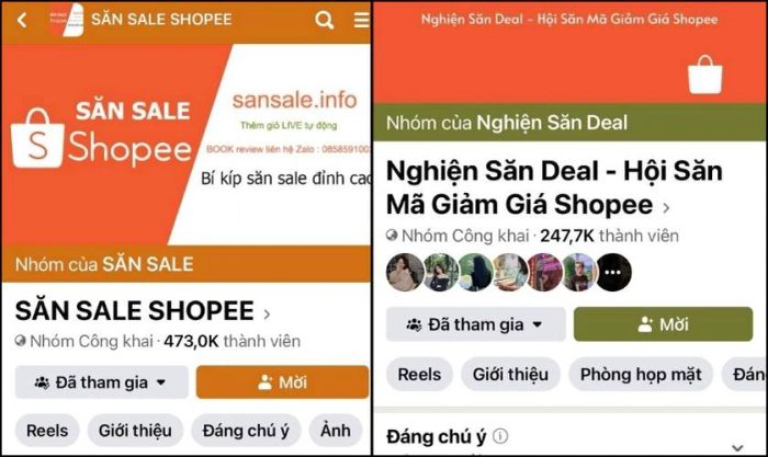 Tìm kiếm mã giảm giá từ các hội nhóm trên mạng xã hội