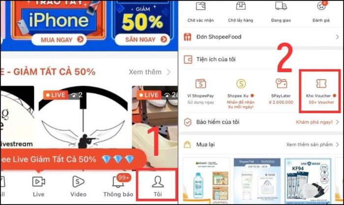 Các mã giảm giá trong kho voucher Shopee