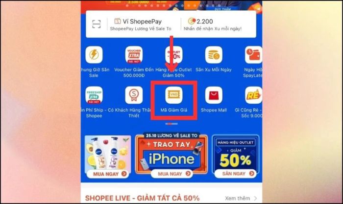 Hướng dẫn săn mã giảm giá Shopee ngay tại trang chủ