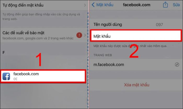Chọn tài khoản Facebook bạn muốn xem thông tin
