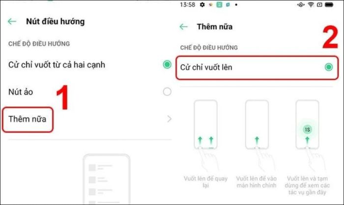 Cử chỉ vuốt lên từ cạnh dưới