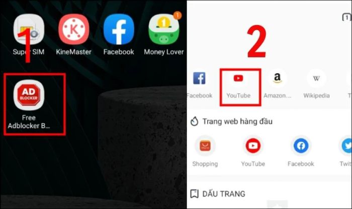 Mở trình duyệt Adblock và truy cập vào một trang web bất kỳ