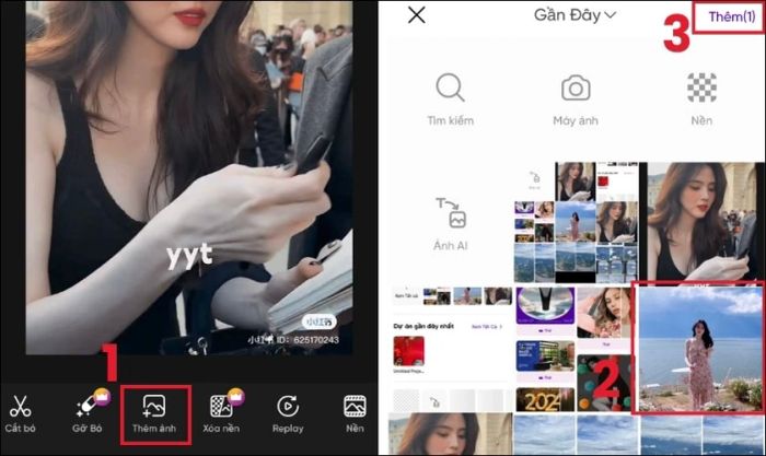 Chọn ảnh cần ghép trên Picsart