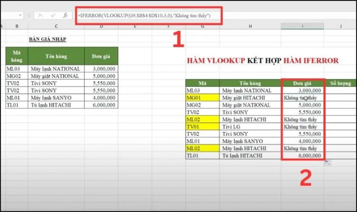 Kết quả sau khi nhập hàm IFERROR