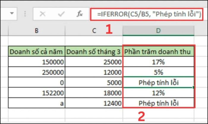 Kết quả ví dụ minh họa cách sử dụng hàm