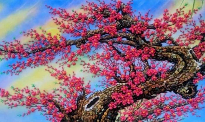 Hình nền hoa đào ngày Tết dạng tranh vẽ đẹp nhất