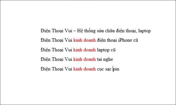 Kết quả sau khi áp dụng tính năng Replace trong Word