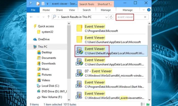 Mở Menu Start trên màn hình Windows và tìm kiếm từ khóa 