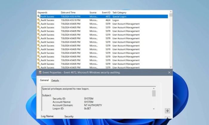Cách kiểm tra xem máy tính có bị theo dõi thông qua các sự kiện đăng nhập