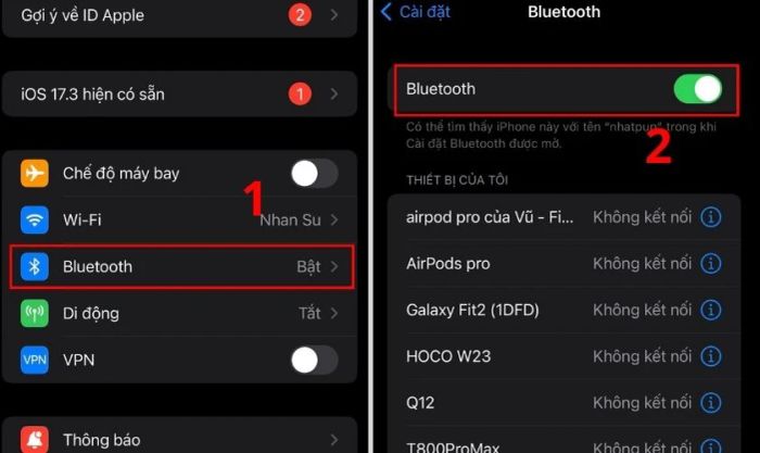 Vào mục Cài đặt chọn Bluetooth