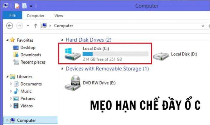 Mẹo ngăn ngừa tình trạng ổ C bị đầy trên Windows