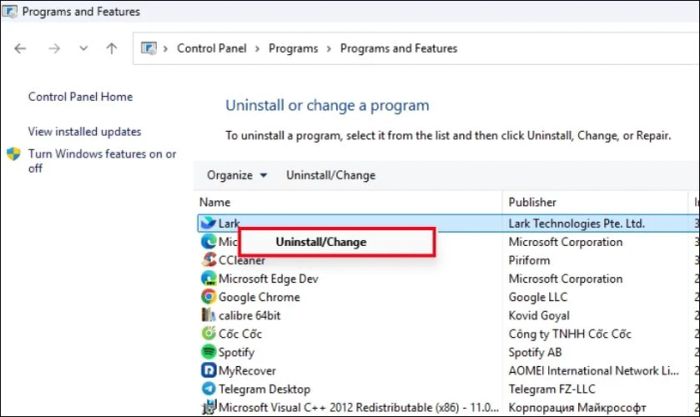Hãy chọn những phần mềm không cần thiết và nhấp vào nút Uninstall để gỡ bỏ chúng