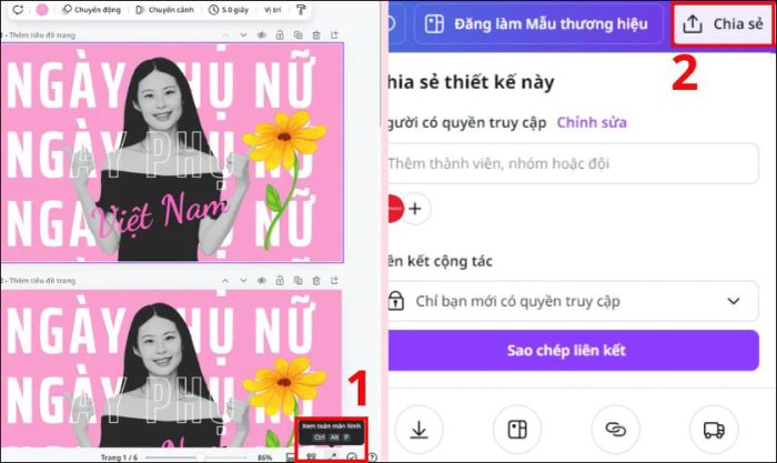 Nhấn vào Chia sẻ để tải slide về máy