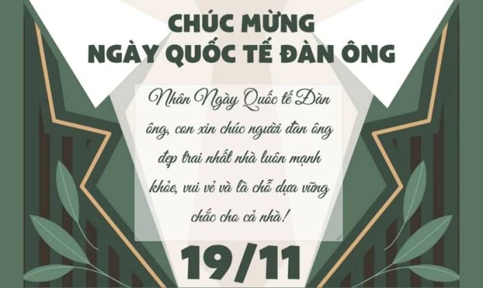 Thiệp mừng ngày quốc tế đàn ông với chủ đề gia đình